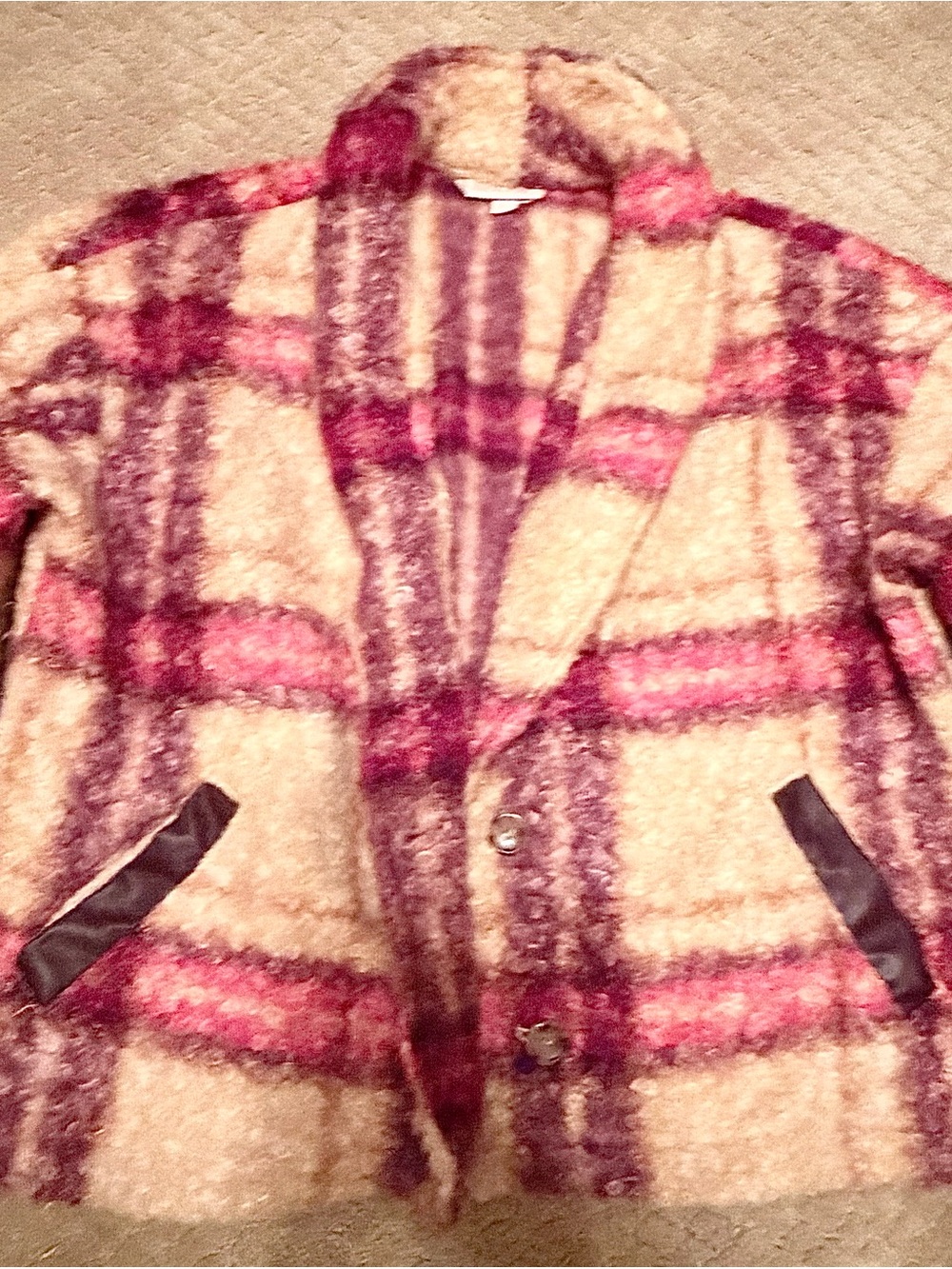 Knox Rose Cream Plaid Jacket with Pink and Burgundy Stripes
